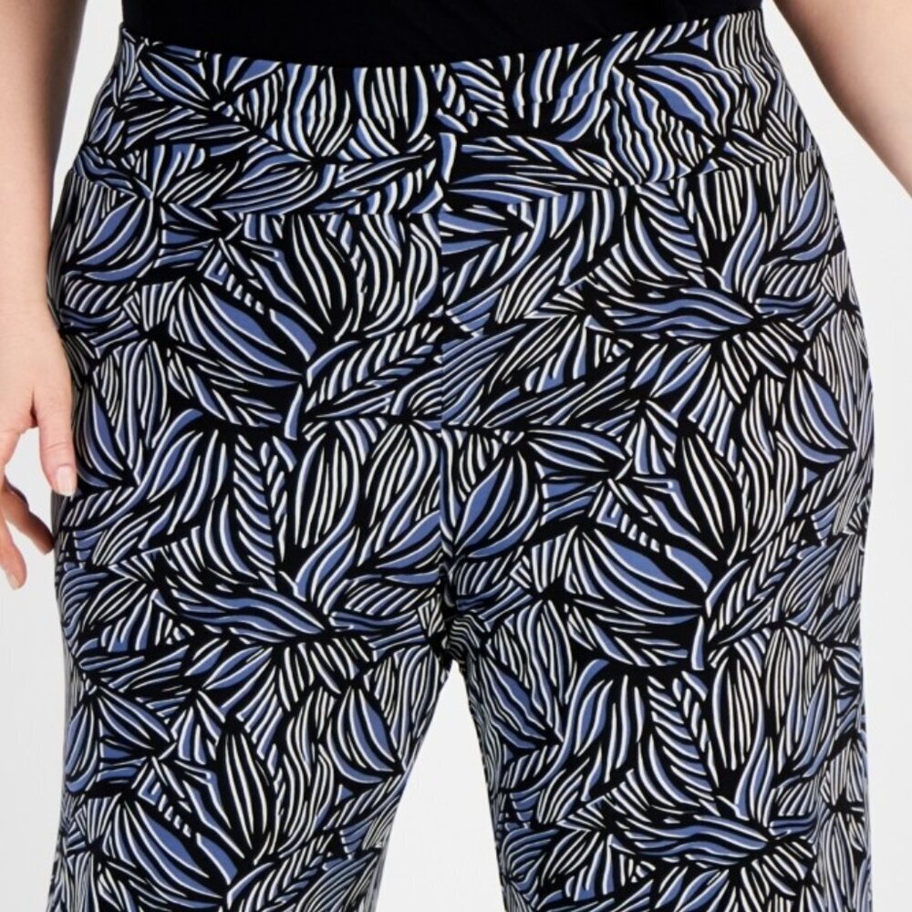 Anne Klein Plus Size High‑Rise Pull‑On Wide‑Leg Pants – Blue Jay/Black 0X NWT - Picture 3 of 5